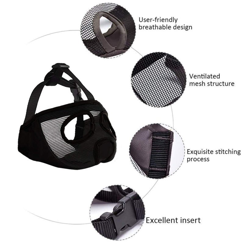 JYHY Short Snout Dog Muzzles- Adjustable Breathable Mesh Bulldog Muzzle for Biting Chewing Licking Training Grooming Dog Mask (Grey(Eyehole), Large/15-25") - Image 3